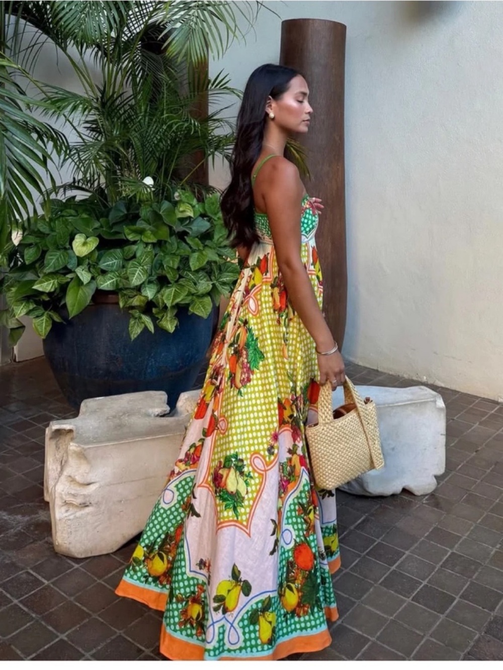 ALÉMAIS Lemonis Printed Linen
Midi Dress Sz 0